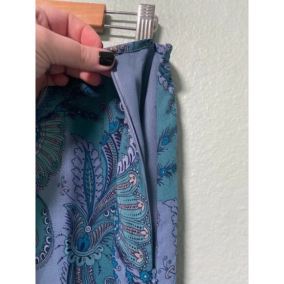 Pendleton Women's Blue and‎ Teal Patterned Floral Silk Wool Blend Dress Size 14 - Picture 5 of 10